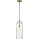 Thomas O'Brien Katie LED 7 inch Hand-Rubbed Antique Brass Cylinder Pendant Ceiling Light, Large