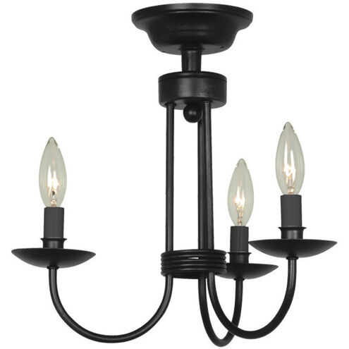 Wrought Iron 3 Light 15.5 inch Black Flush Mount Ceiling Light