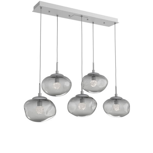 Nova LED LED Classic Silver Linear Pendant Ceiling Light in 3000K LED, Floret Inner - Smoke Outer, Multi-Pendant