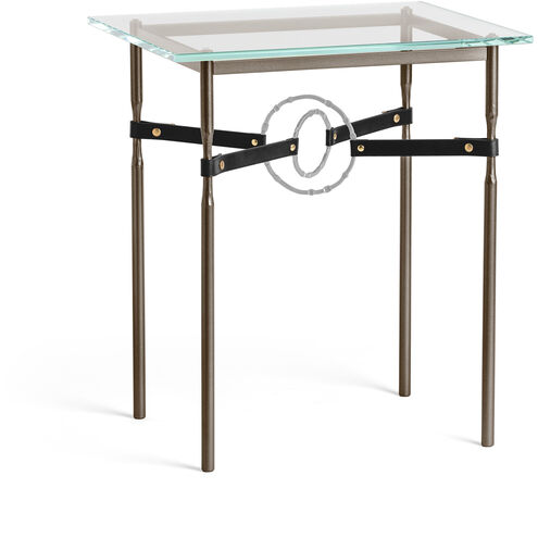 Equus 25.1 X 22 inch Ink and Vintage Platinum Side Table in Leather Black