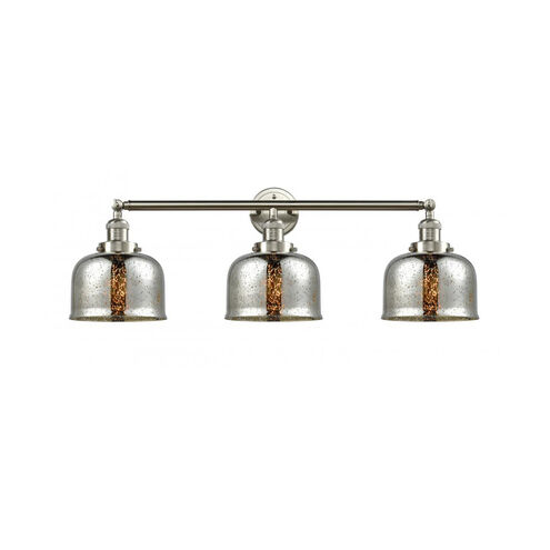 Franklin Restoration Large Bell LED 32 inch Brushed Satin Nickel Bath Vanity Light Wall Light in Silver Plated Mercury Glass, Franklin Restoration