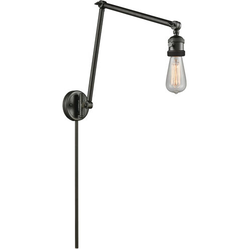 Bare Bulb 30 inch 60.00 watt Black Antique Brass Swing Arm Wall Light, Franklin Restoration