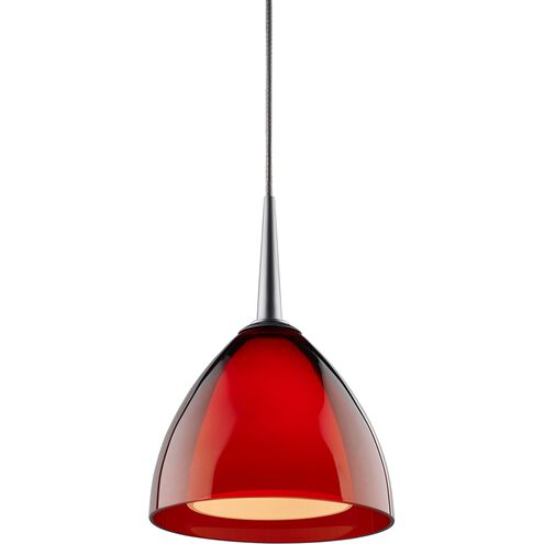 Rainbow LED 4.5 inch Matte Chrome Small Pendant Ceiling Light in Red Glass