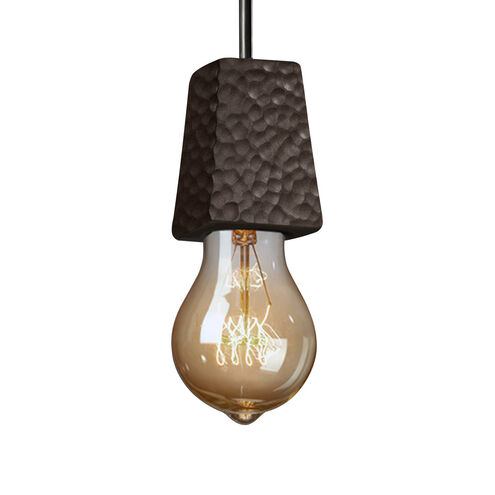 Euro Classics Geo 1 Light 2 inch Dark Bronze with Matte White Pendant Ceiling Light in Black Cord