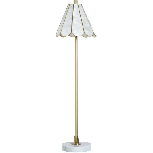 Verity 36 inch 40 watt White Marble and Polished Brass Table Lamp Portable Light