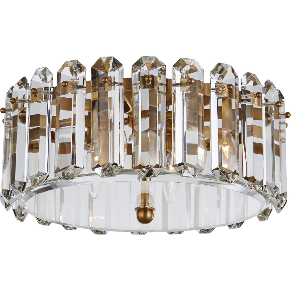 AERIN Bonnington 4 Light 18 inch Hand-Rubbed Antique Brass Flush Mount Ceiling Light in Crystal, Medium