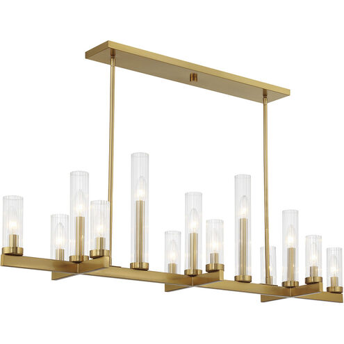 Carina 13 Light 47.5 inch Warm Brass Linear Chandelier Ceiling Light