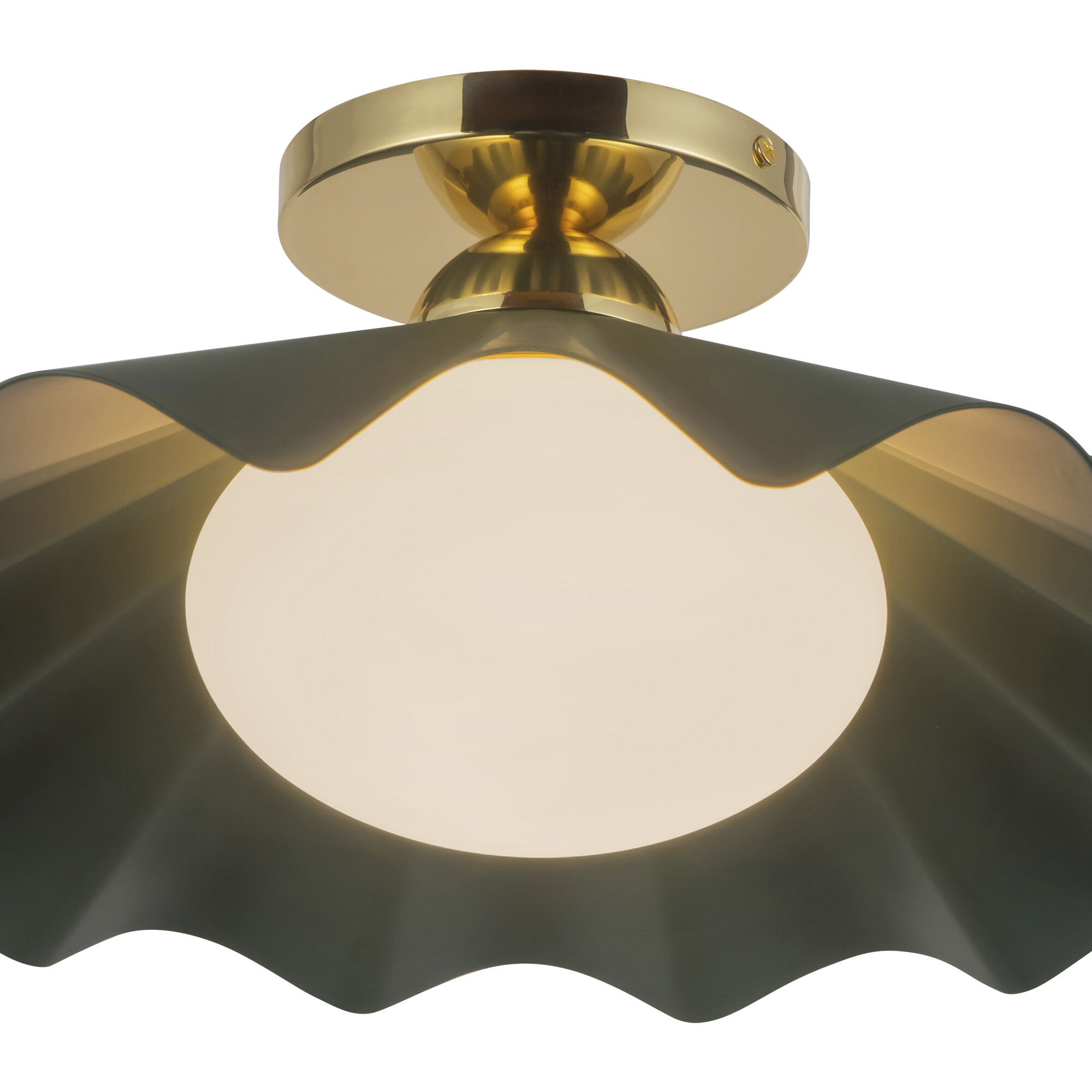 Furrow 1 Light 16 inch Pine Green Semi-Flush Mount Ceiling Light