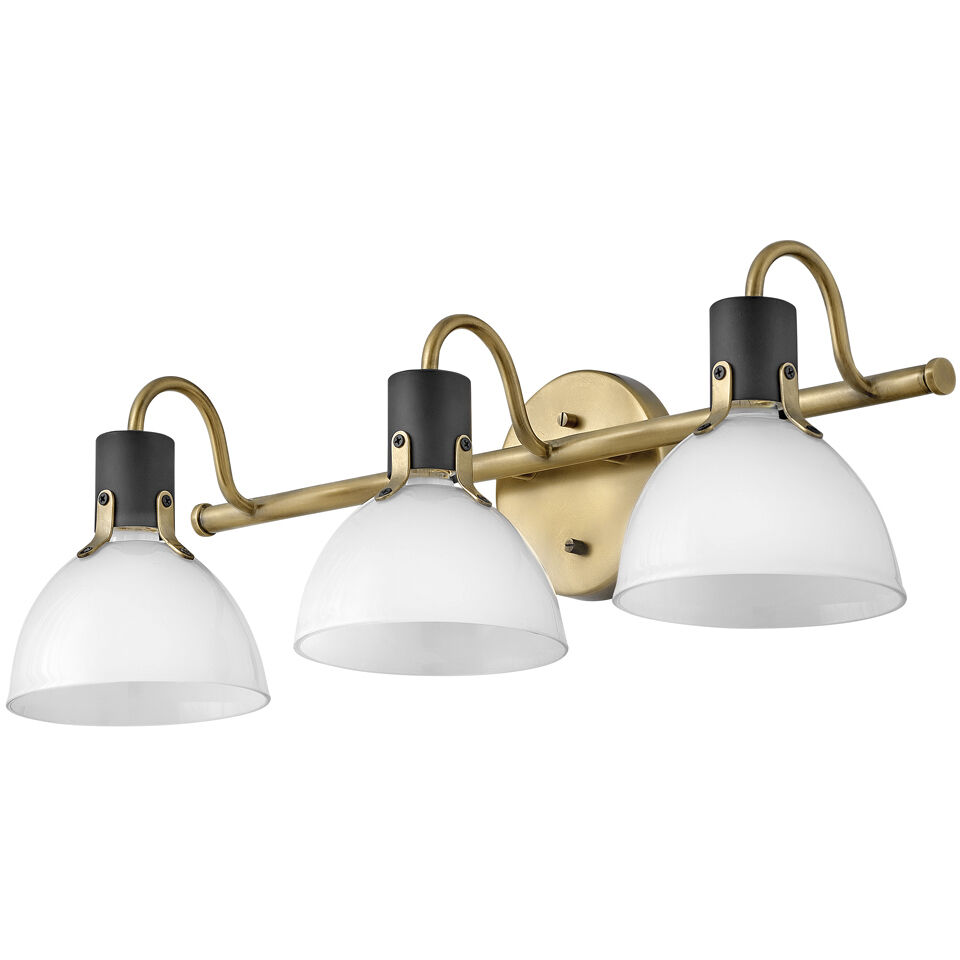 Argo 3 Light 24.5 inch Heritage Brass with Black Vanity Light Wall Light