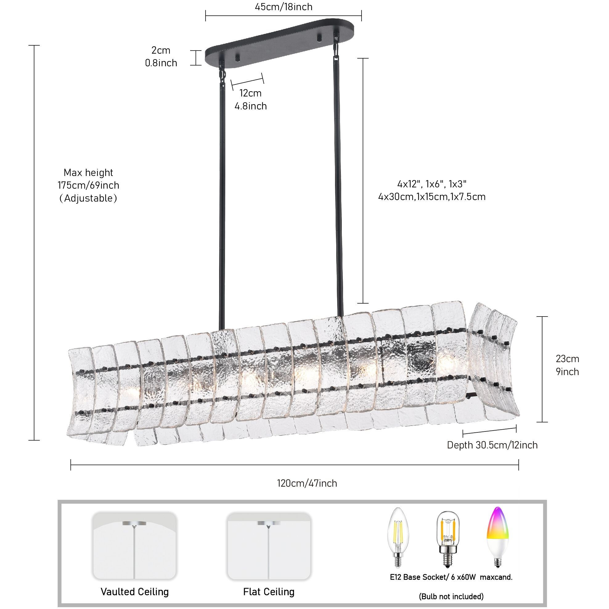 Sophie 6 Light 47 inch Matte Black Linear Chandelier Ceiling Light