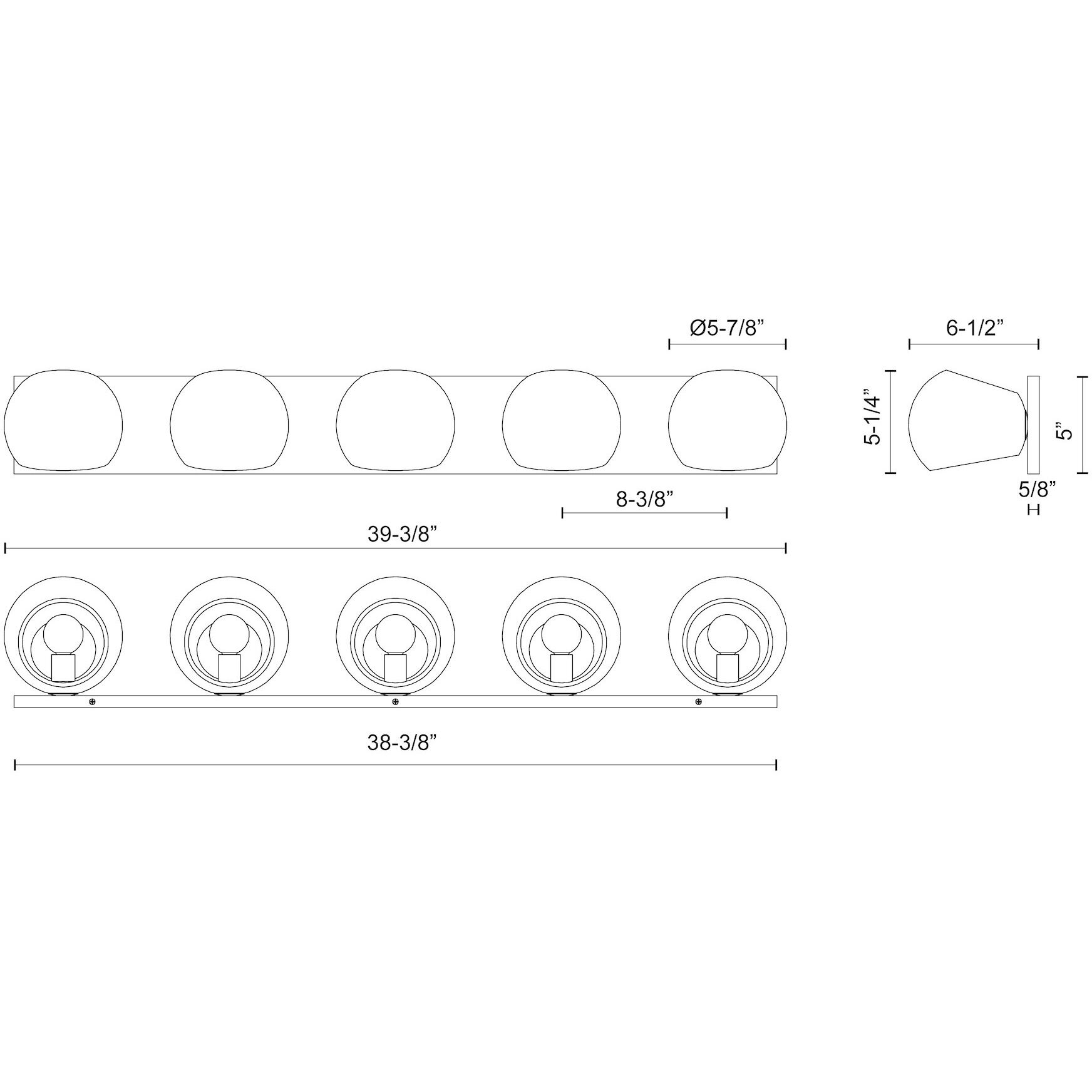 Willow 5 Light 39.38 inch Brushed Gold Bath Vanity Wall Light in Clear Glass