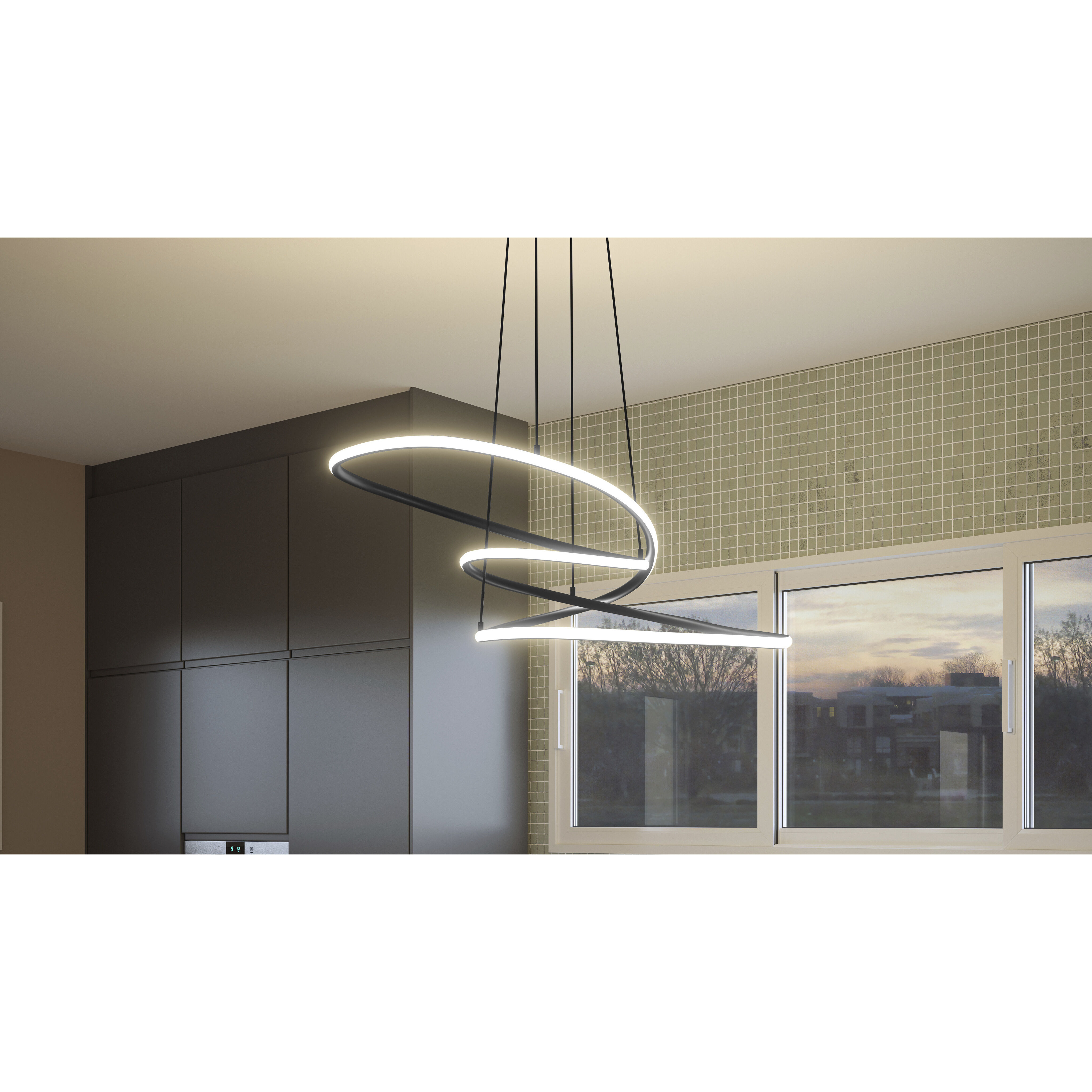 Ovard LED 28 inch Matte Black Pendant Ceiling Light