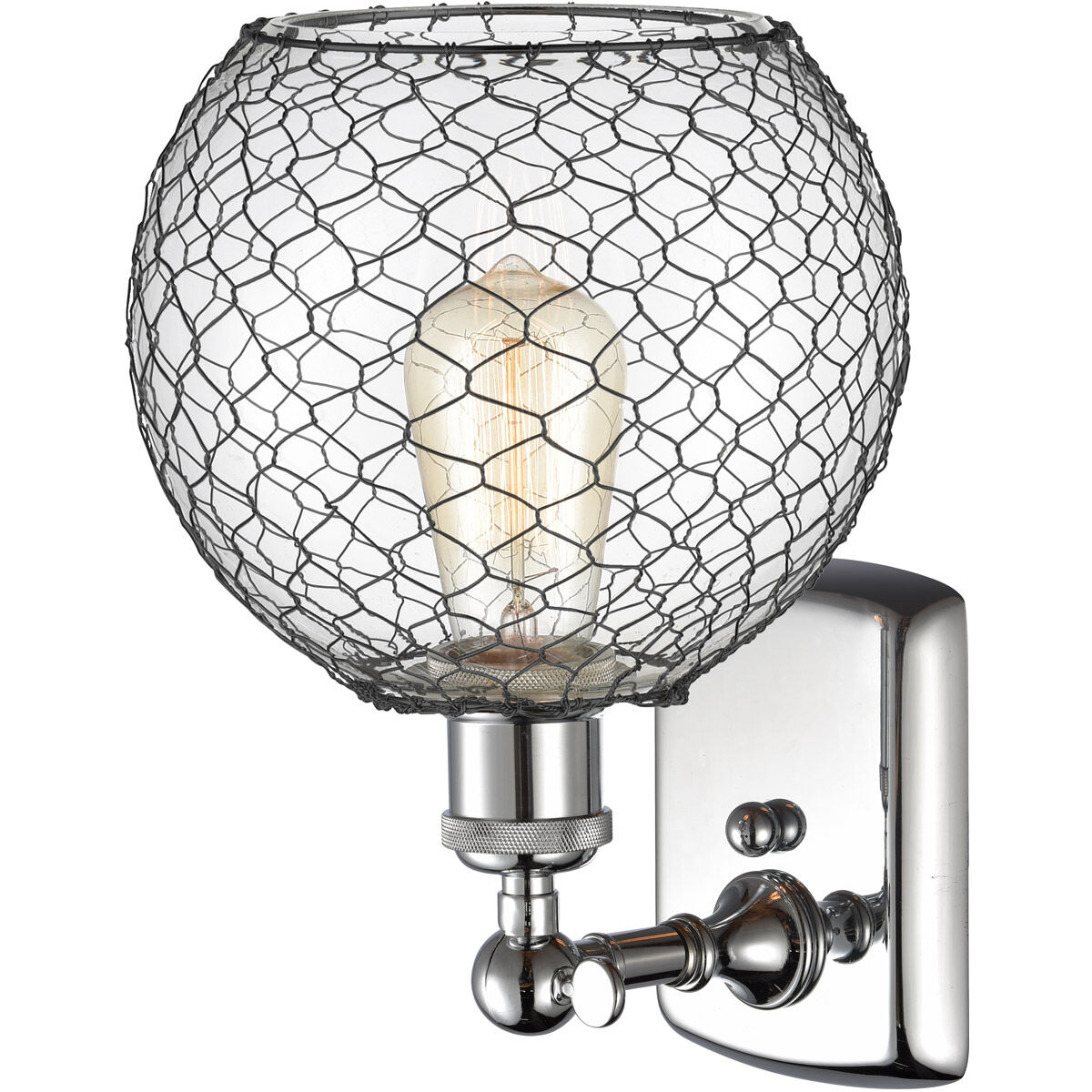 Ballston Farmhouse Chicken Wire 1 Light 8 inch Polished Chrome Sconce Wall Light, Ballston