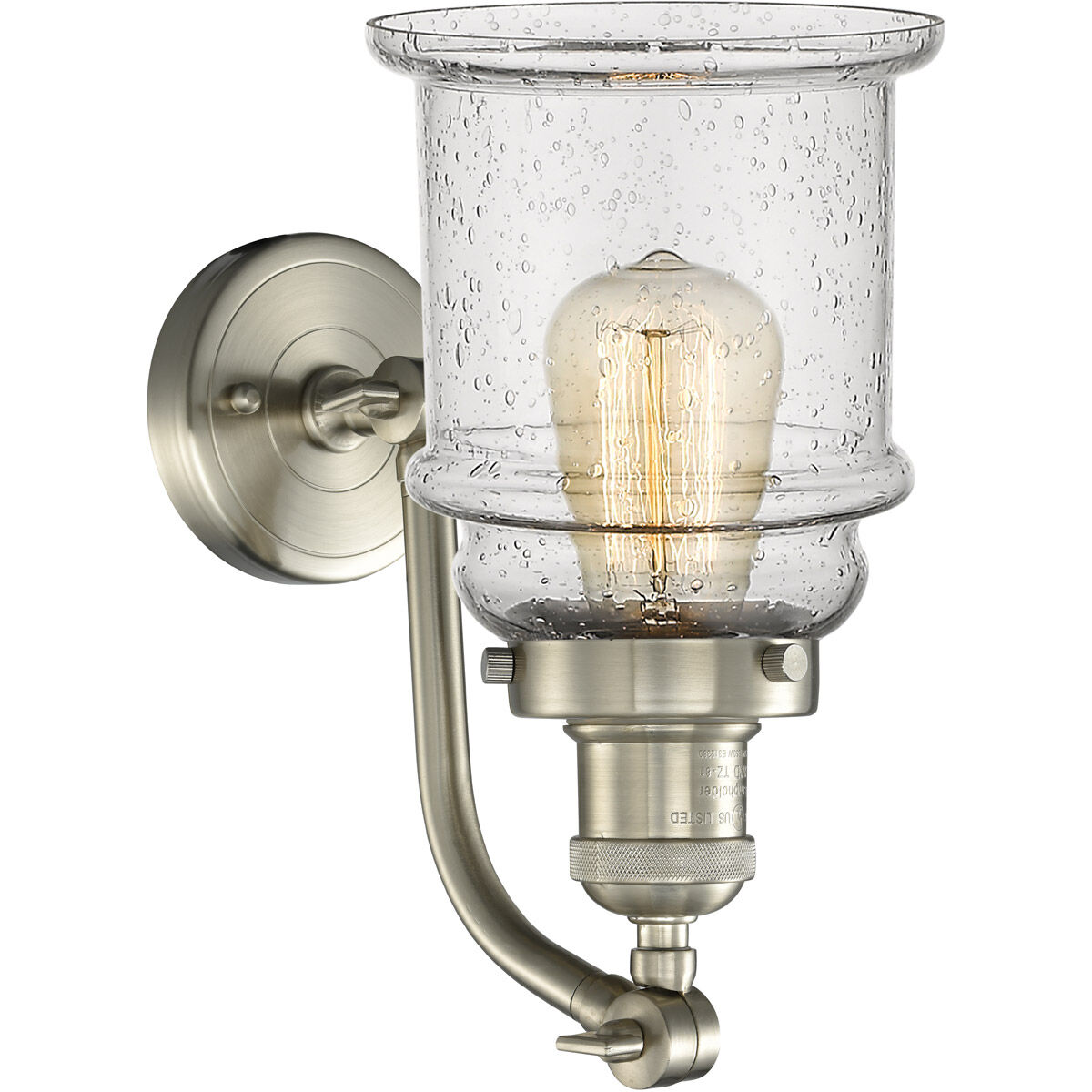Franklin Restoration Canton LED 7 inch Brushed Satin Nickel Sconce Wall Light in Seedy Glass, Franklin Restoration