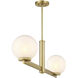 Modern 2 Light 42 inch Natural Brass Linear Chandelier Ceiling Light