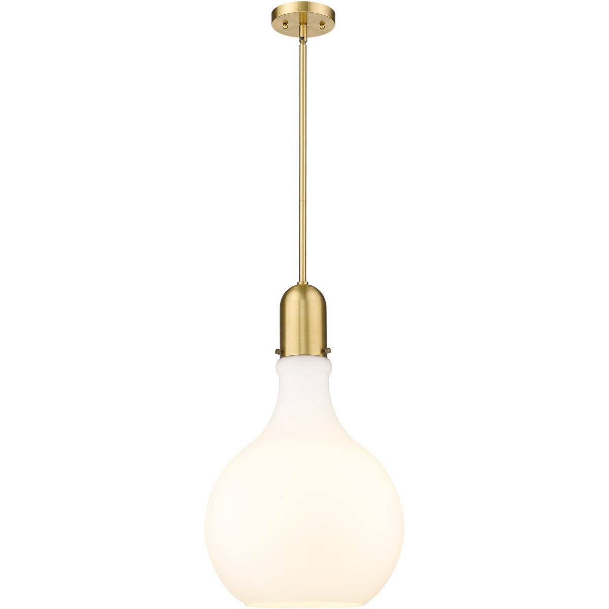 Amherst LED 13.75 inch Satin Gold Pendant Ceiling Light in Matte White Glass
