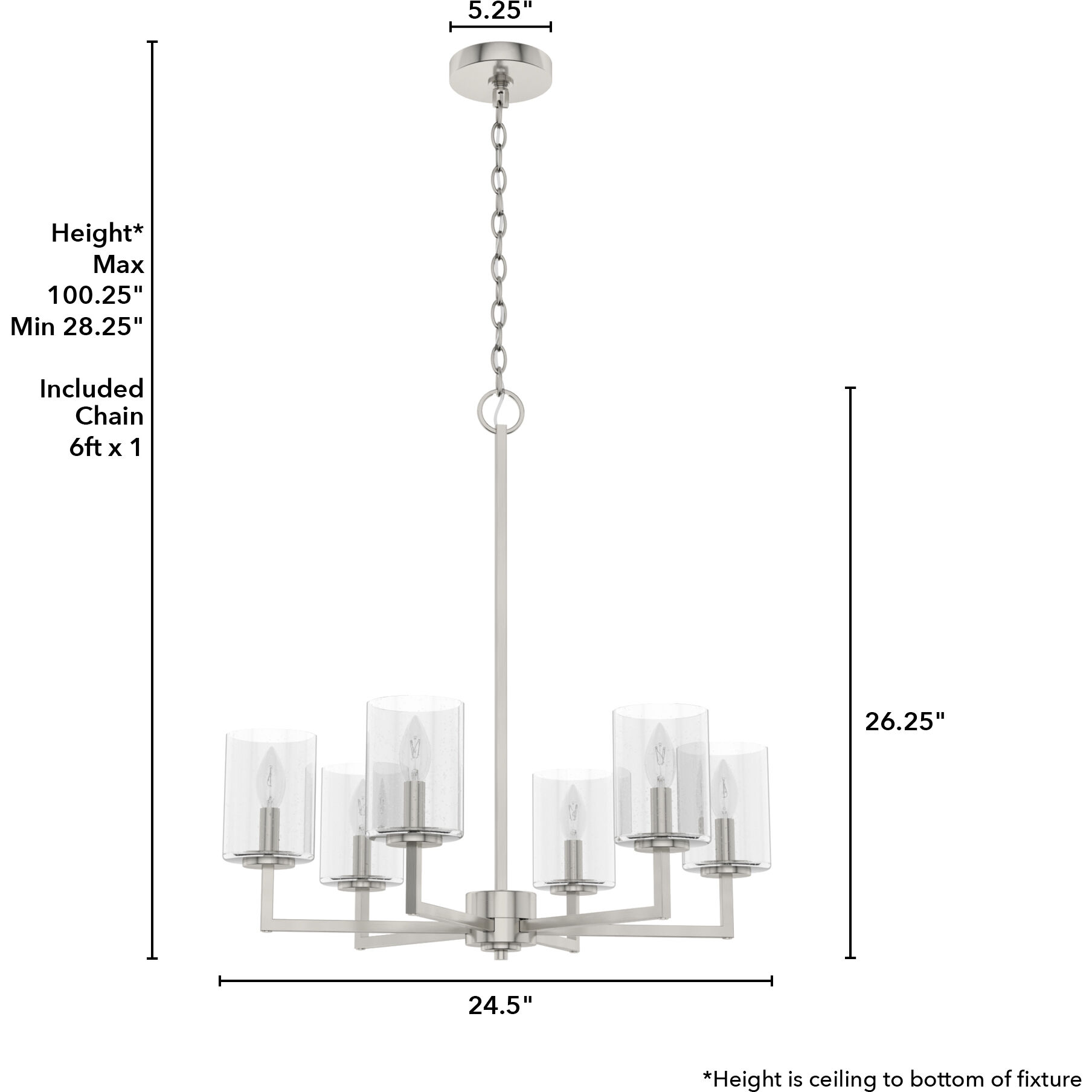 Kerrison 6 Light 24.5 inch Brushed Nickel Chandelier Ceiling Light