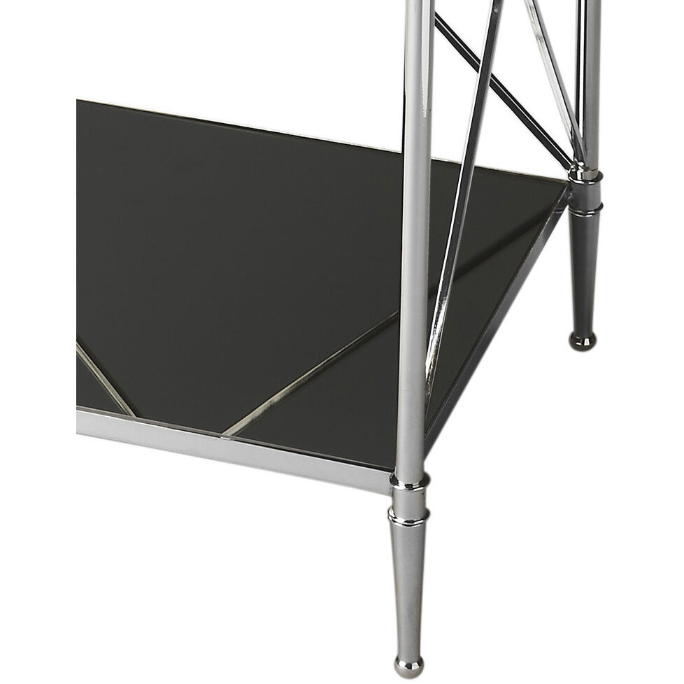 Modern Expressions Deidre Glass & Metal 28 X 21 inch Nickel Accent Table