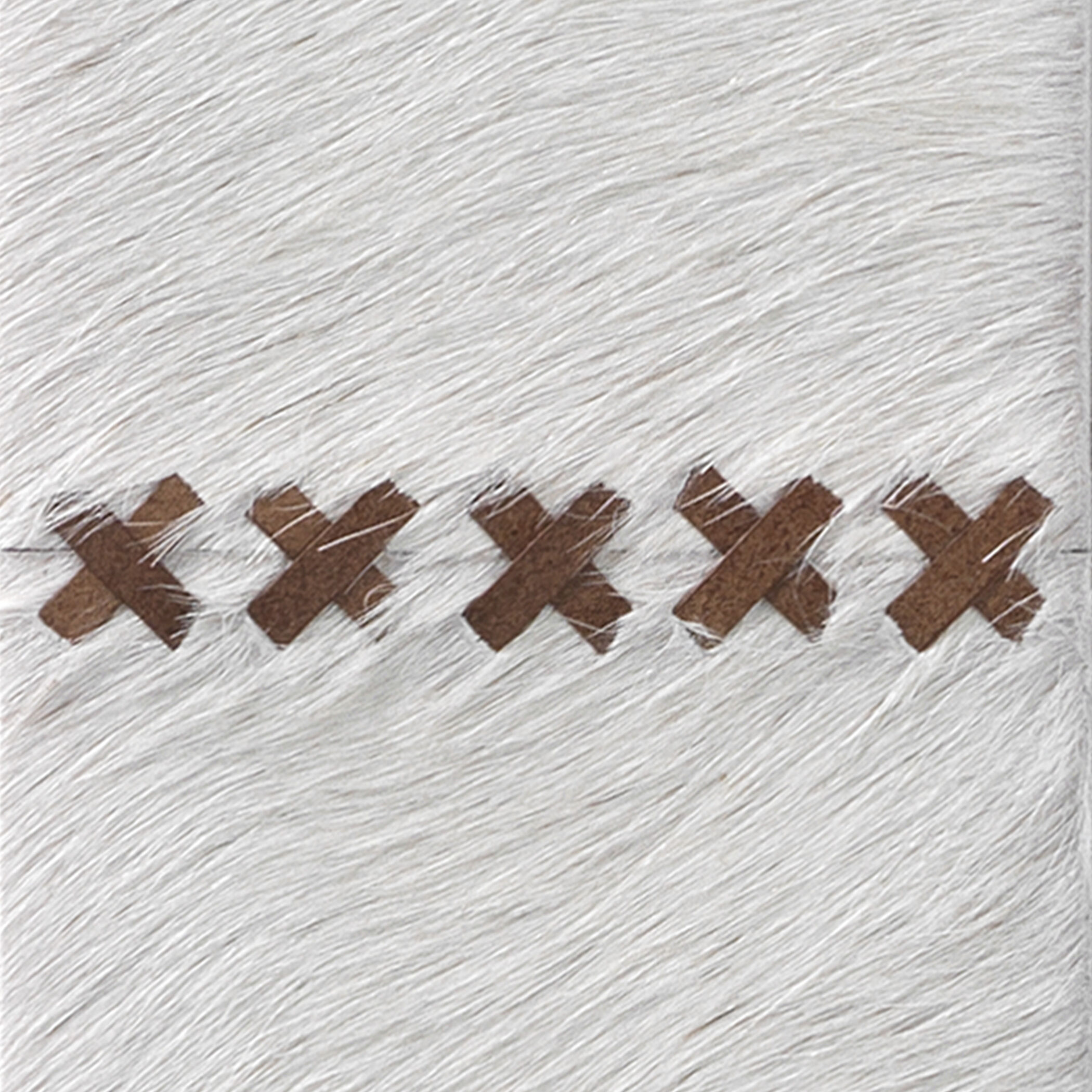 Cross Stitch 36 X 28 inch White Hide w/ Brown Stitching Wall Mirror