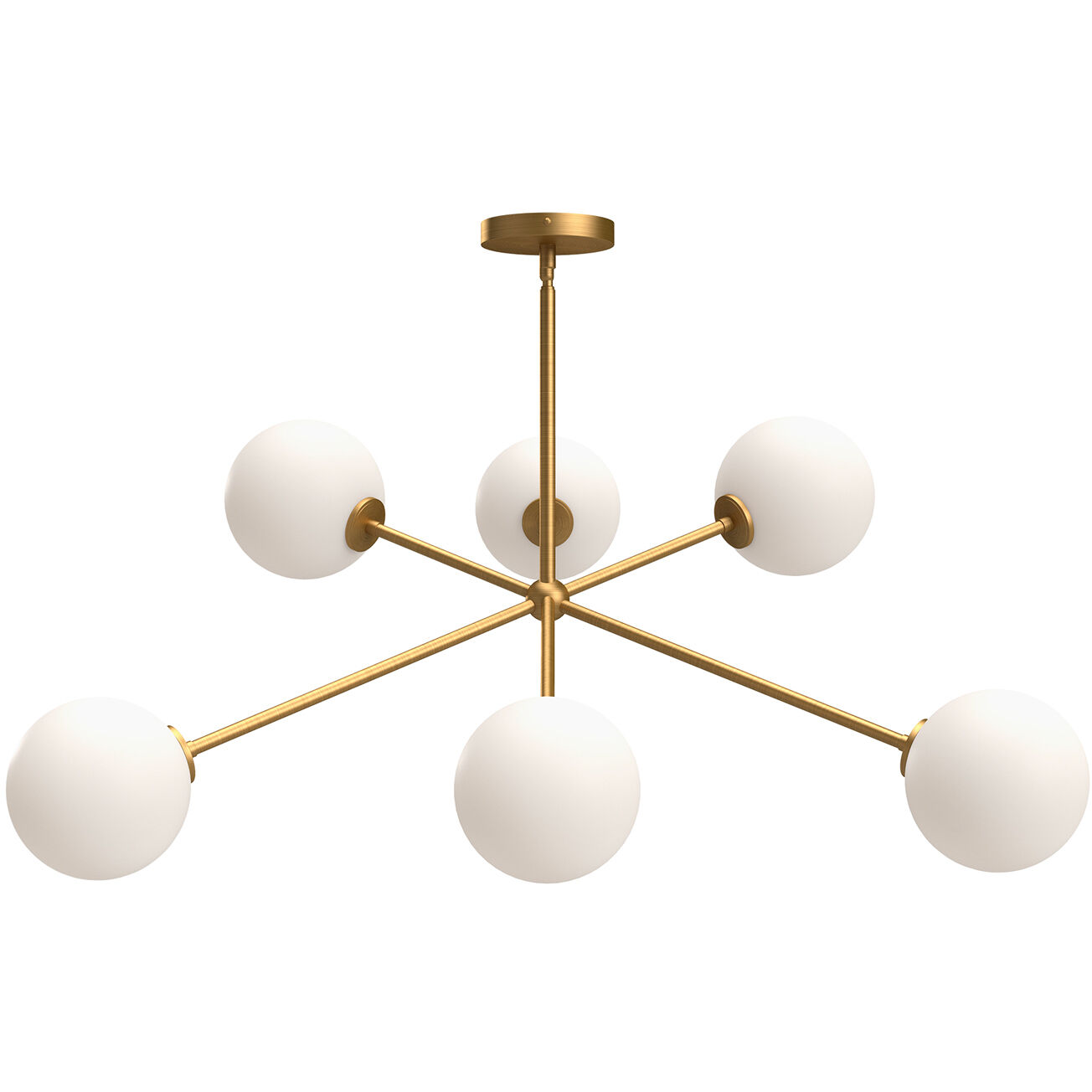 Alora Mood Cassia 6 Light 39.5 inch Aged Gold/Opal Matte Glass Chandelier Ceiling Light in Matte Opal Glass