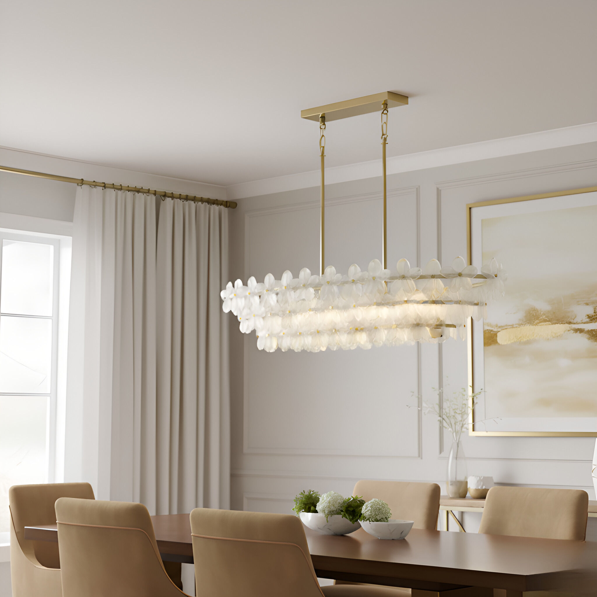Wright 5 Light 42 inch Brushed Gold Island Light Ceiling Light