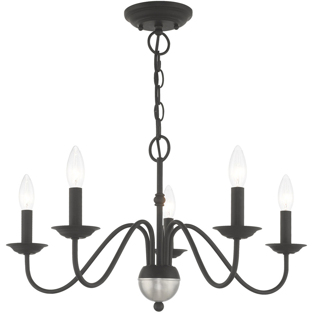 Windsor 5 Light 24 inch Black Chandelier Ceiling Light