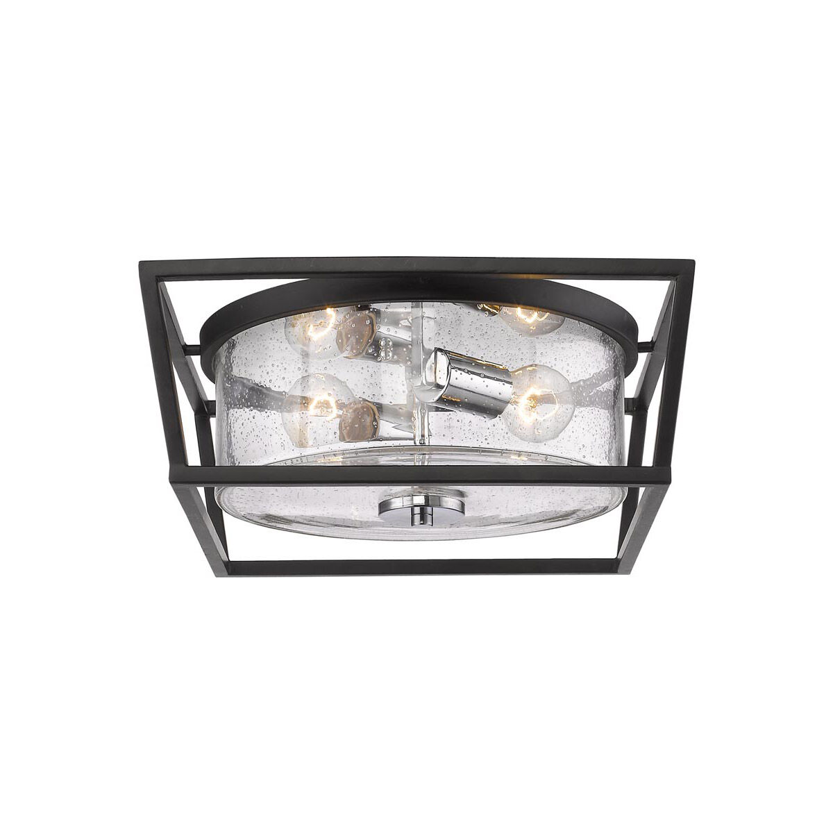 Mercer 2 Light 15 inch Matte Black Flush Mount Ceiling Light, Damp