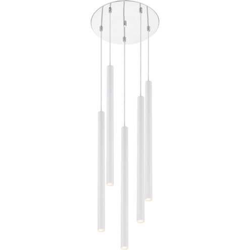 Forest LED 13.5 inch Chrome Chandelier Ceiling Light in 19, Matte White Steel