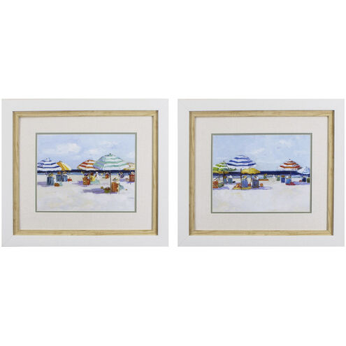 Waterside Blue and Orange and Green Framed Art