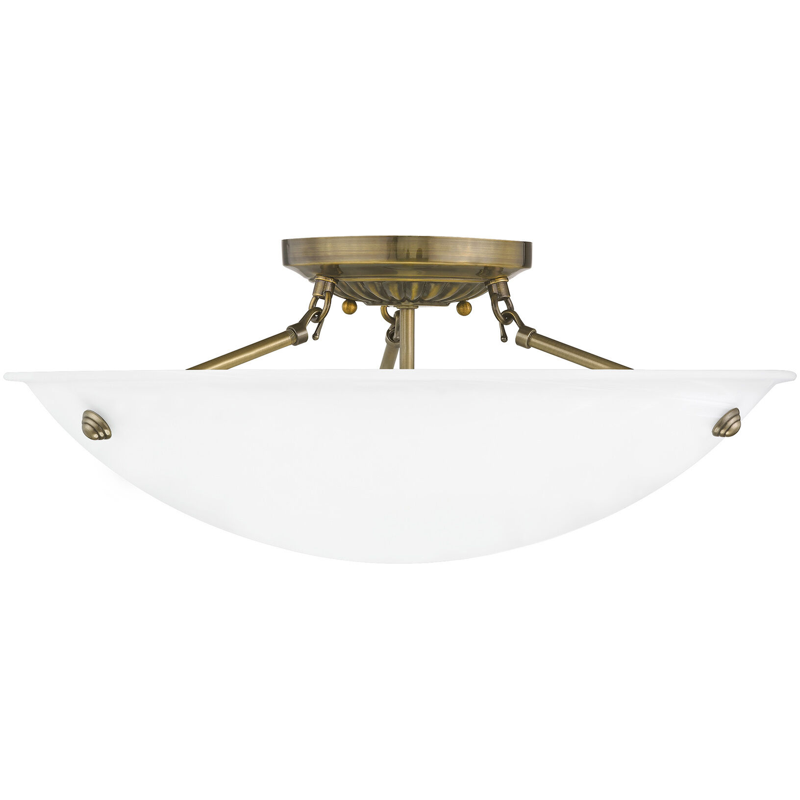 Oasis 3 Light 20 inch Antique Brass Semi-Flush Mount Ceiling Light