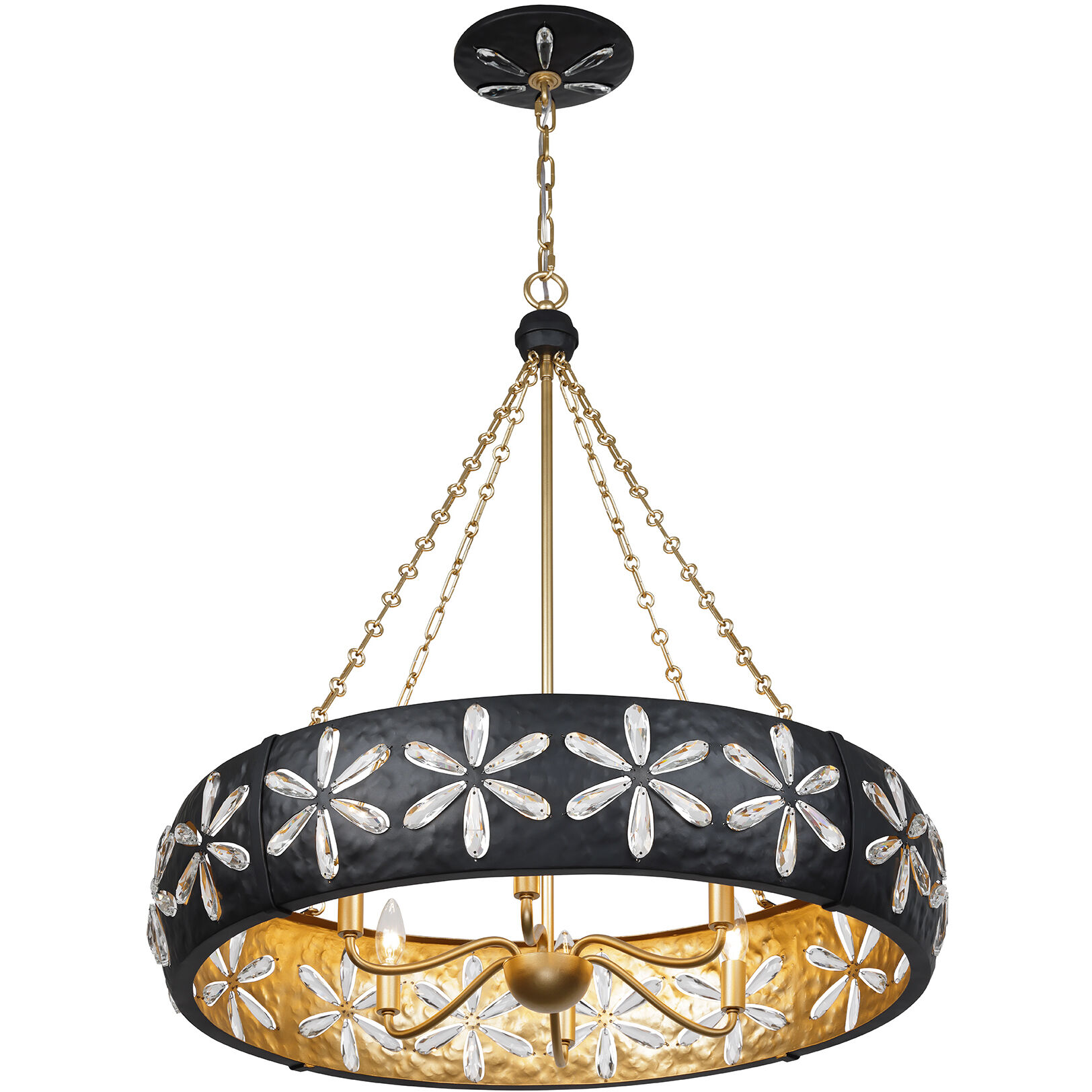 Venice 6 Light 30 inch Metropolis Black and Gold Chandelier Ceiling Light