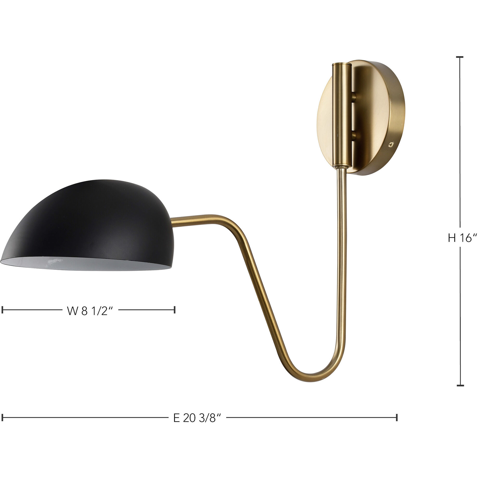 Trilby 1 Light 7.38 inch Matte Black and Burnished Brass Wall Sconce Wall Light
