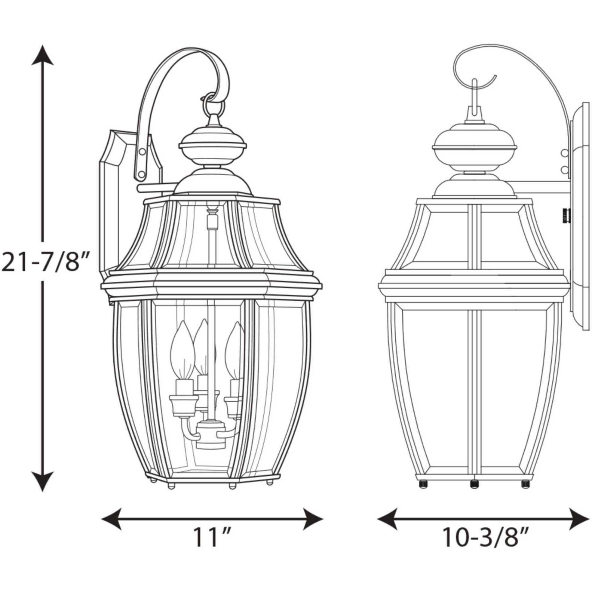 New Haven 3 Light 22 inch Textured Black Outdoor Wall Lantern, Large