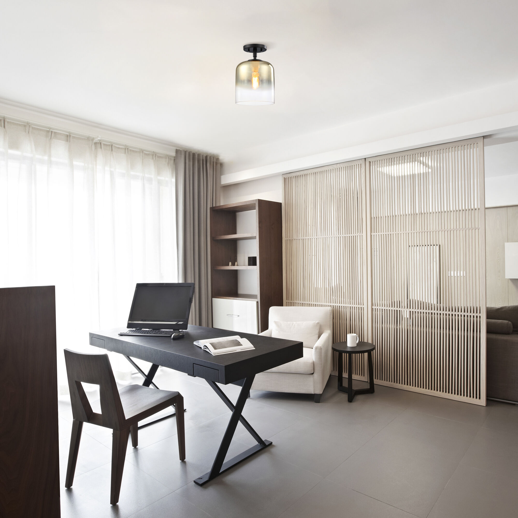 Gatsby 1 Light 8.5 inch Matte Black Semi Flush Mount Ceiling Light