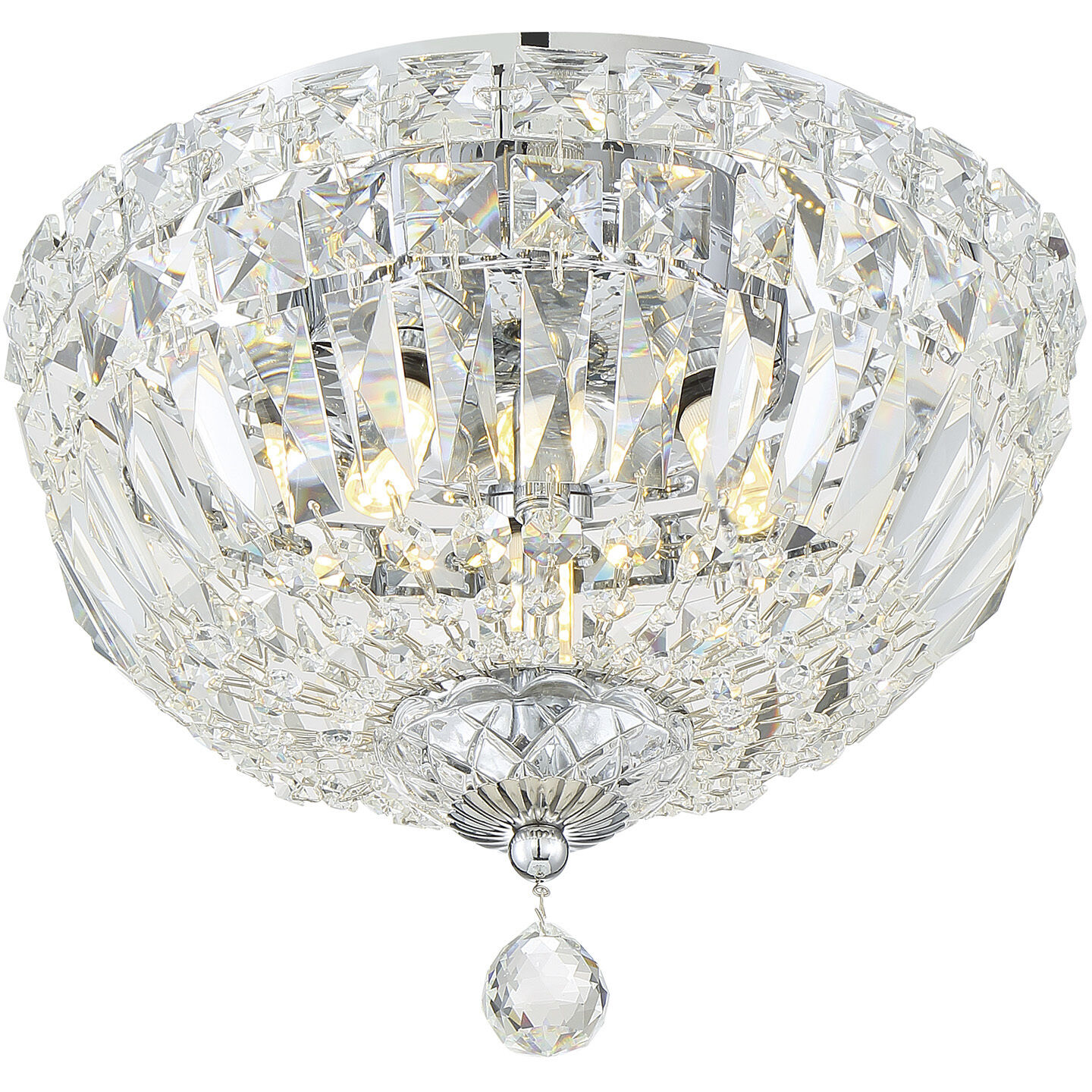 Roslyn 3 Light 10 inch Polished Chrome Flush Ceiling Light