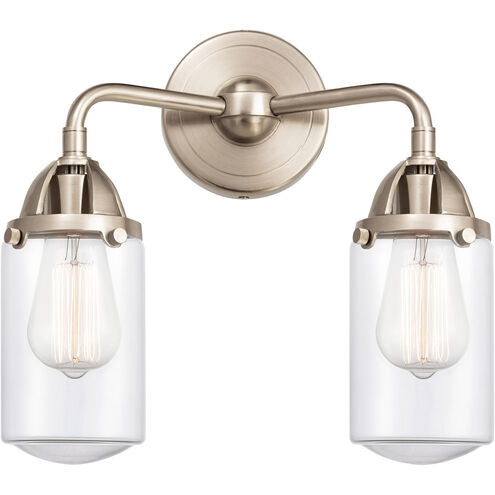 Nouveau 2 Dover 2 Light 13 inch Brushed Satin Nickel Bath Vanity Light Wall Light in Clear Glass