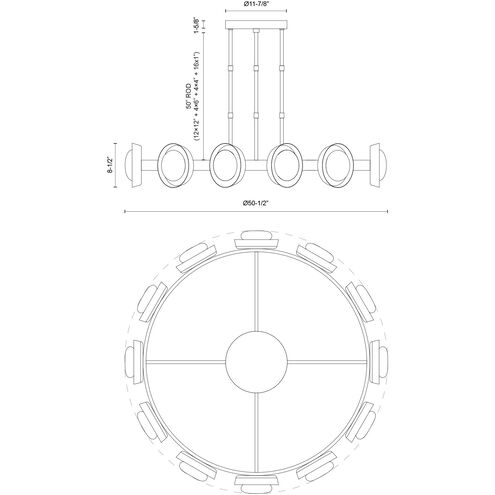 Alonso LED 50.5 inch Urban Bronze Chandelier Ceiling Light in Urban Bronze and Alabaster