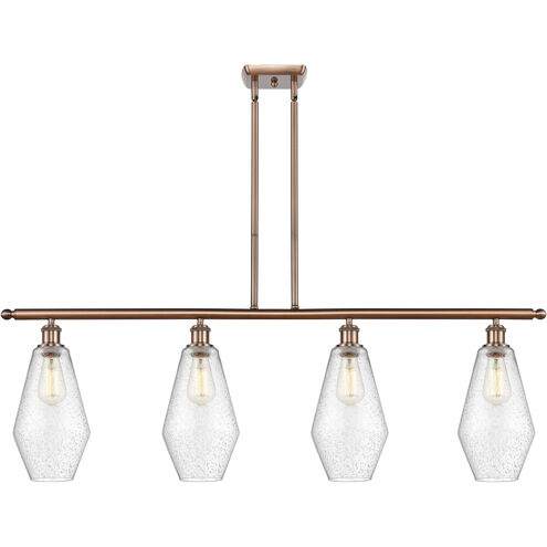 Ballston Cindyrella 4 Light 48 inch Antique Copper Island Light Ceiling Light in Incandescent, Seedy Glass