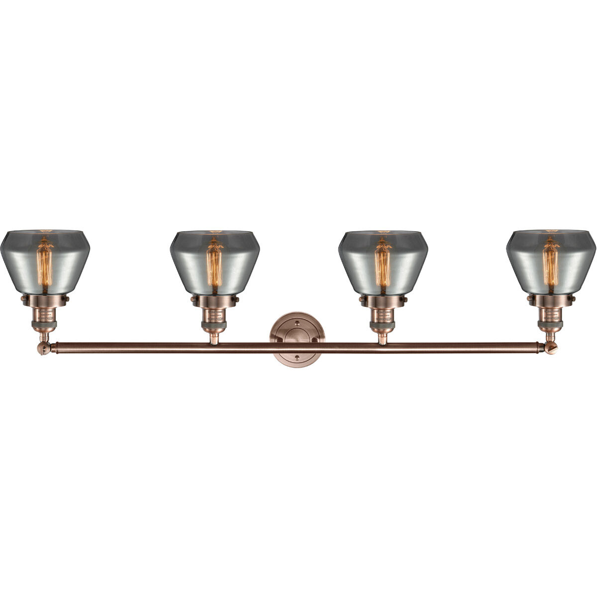 Franklin Restoration Fulton LED 43 inch Antique Copper Bath Vanity Light Wall Light in Plated Smoke Glass, Franklin Restoration
