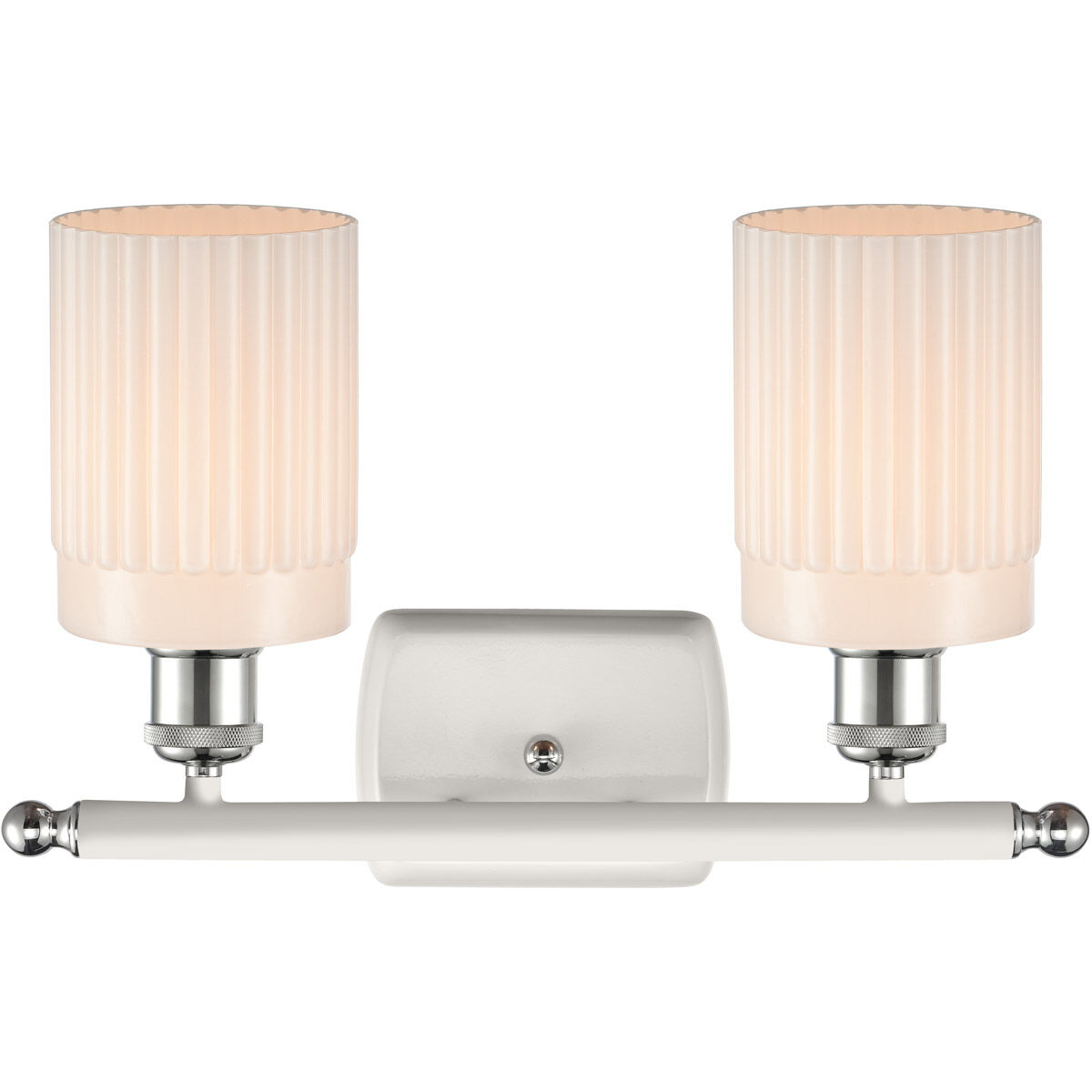 Ballston Hadley 2 Light 16 inch White and Polished Chrome Bath Vanity Light Wall Light in Matte White Glass, Ballston