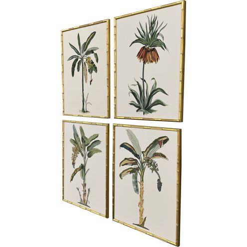 Contemporary Palm Green and Brown and Multi and Beige Framed Art