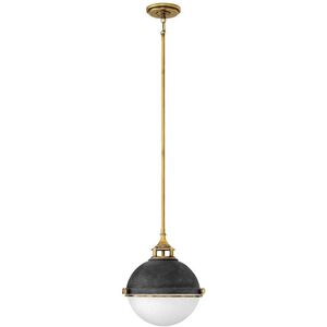 Fletcher LED 14 inch Aged Zinc with Heritage Brass Indoor Pendant Ceiling Light