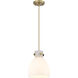 Downtown Urban Newton Bell 1 Light 8 inch Brushed Brass Pendant Ceiling Light in Matte White
