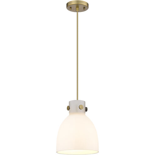 Downtown Urban Newton Bell 1 Light 8 inch Brushed Brass Pendant Ceiling Light in Matte White