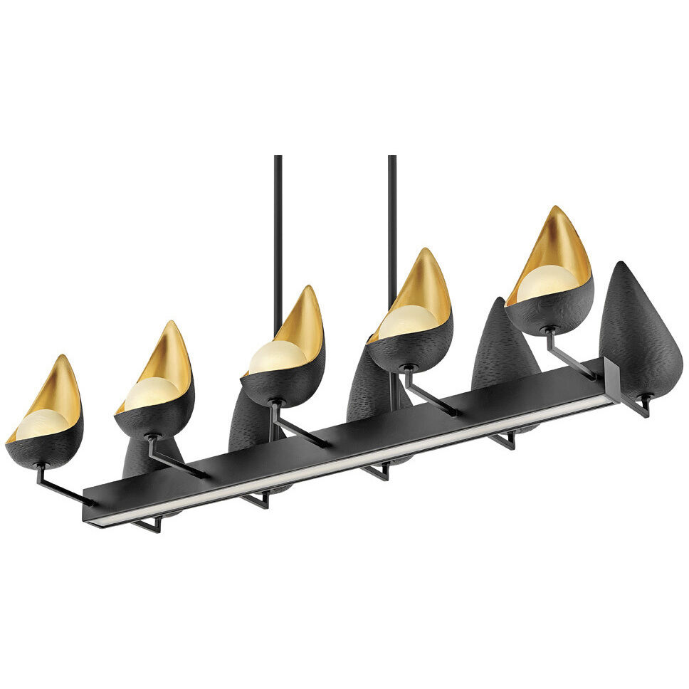 Lisa McDennon Ren 10 Light 45.5 inch Black with Deluxe Gold Indoor Linear Chandelier Ceiling Light