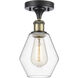 Ballston Cindyrella LED 6 inch Black Antique Brass Semi-Flush Mount Ceiling Light in Clear Glass