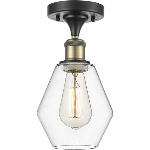 Ballston Cindyrella LED 6 inch Black Antique Brass Semi-Flush Mount Ceiling Light in Clear Glass