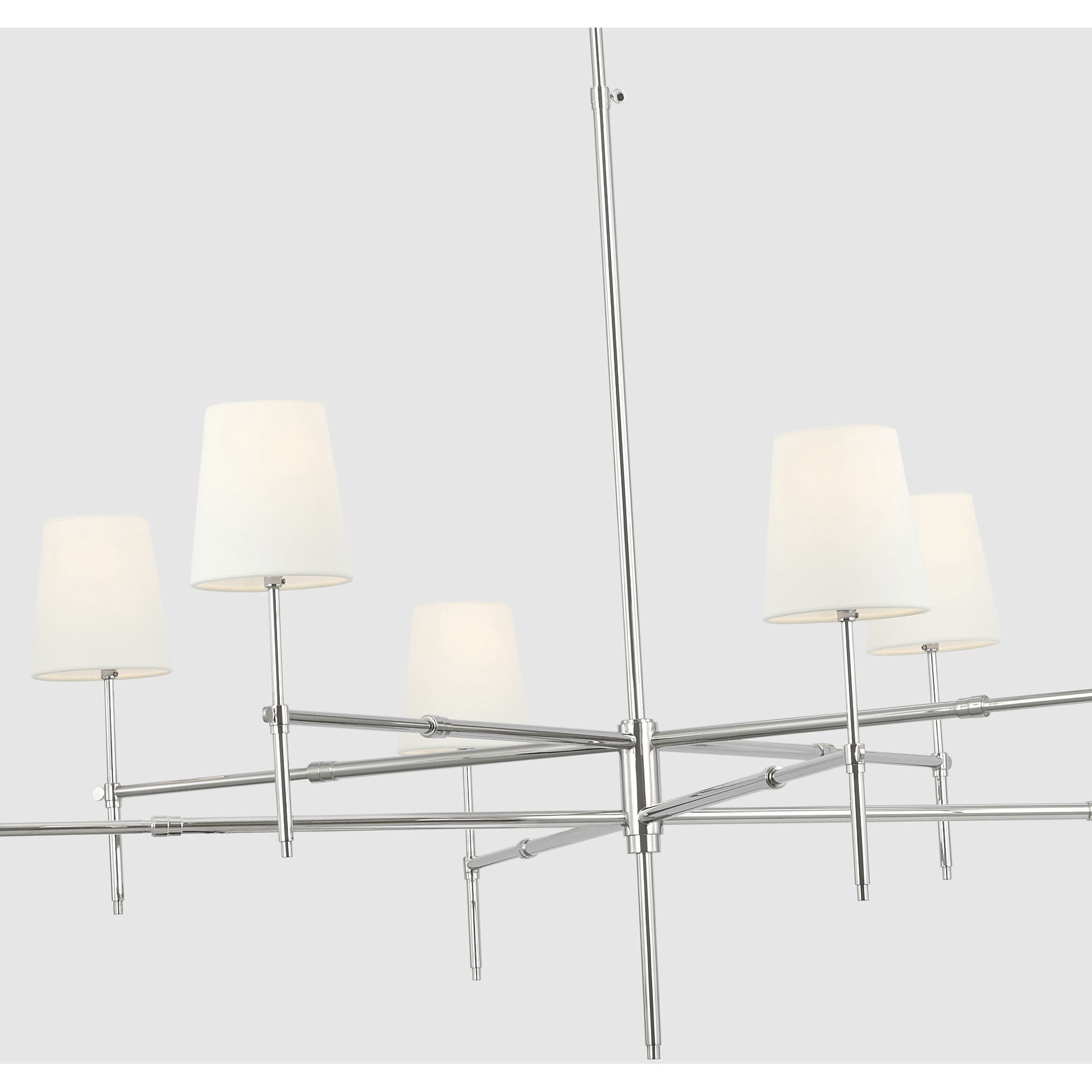 Thomas O'Brien Bryant LED 60 inch Polished Nickel Two Tier Chandelier Ceiling Light, Grande