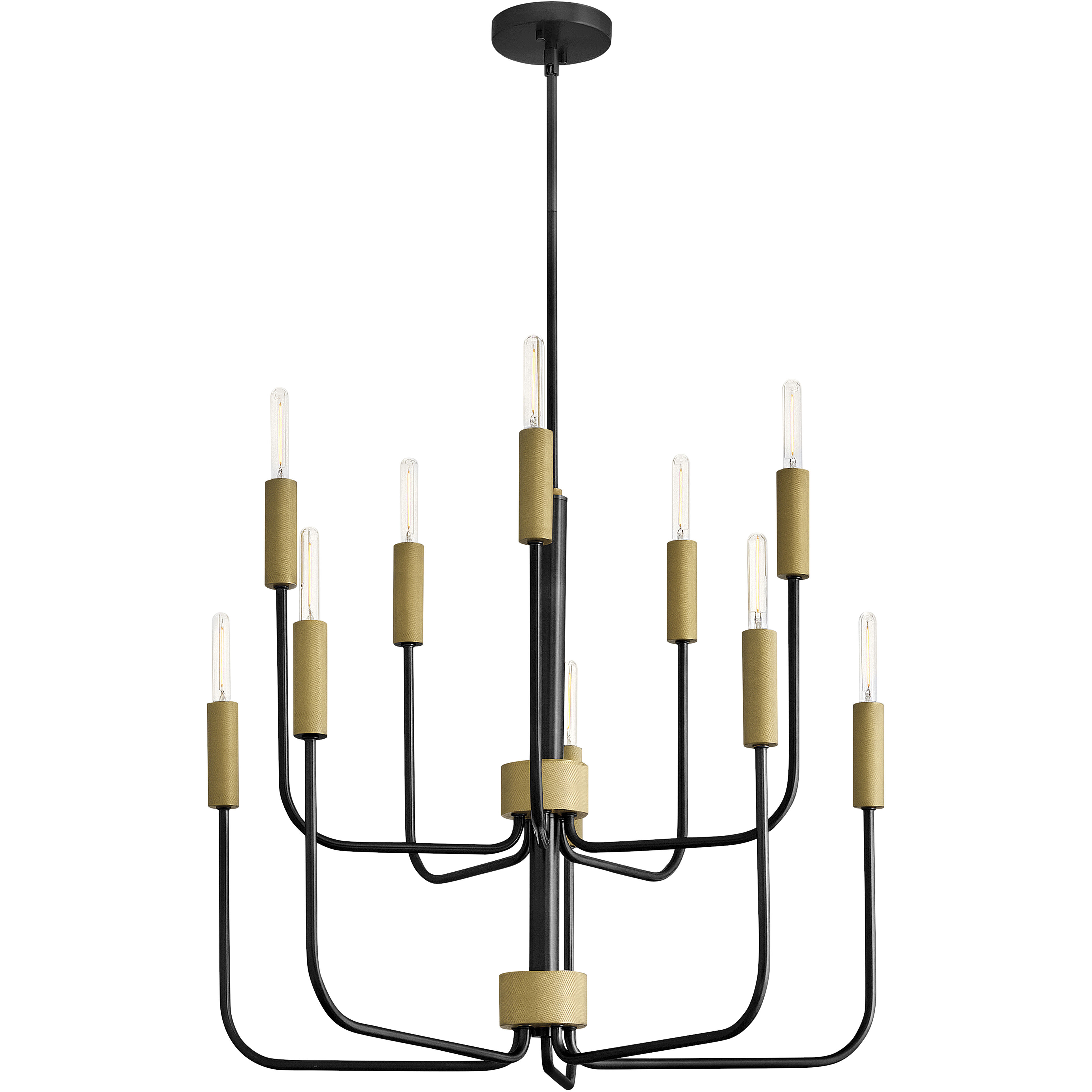 Austen 10 Light 30 inch Black with Lacquered Brass Chandelier Ceiling Light