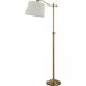 Wilmington 52 inch 100 watt Antique Brass Floor Lamp Portable Light, Down Bridge